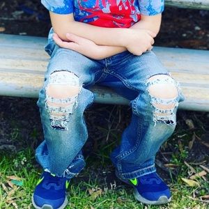 Boys size 6 custom distressed jeans